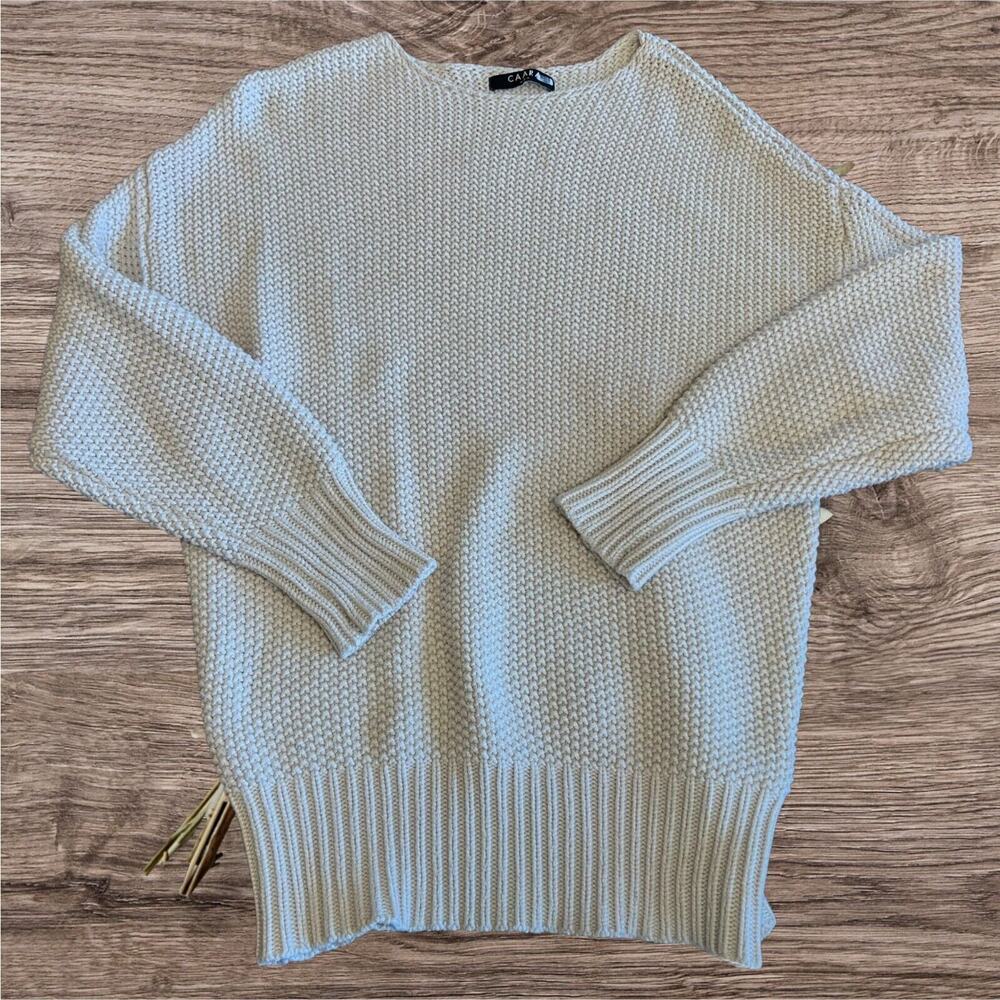 CAARA Day By Day Sweater - Size S - Cream Knit - Boat Neck‎ - Long Sleeves